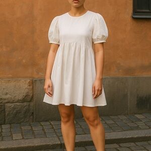 Aware by Vero Moda Puff Sleeve Dress White